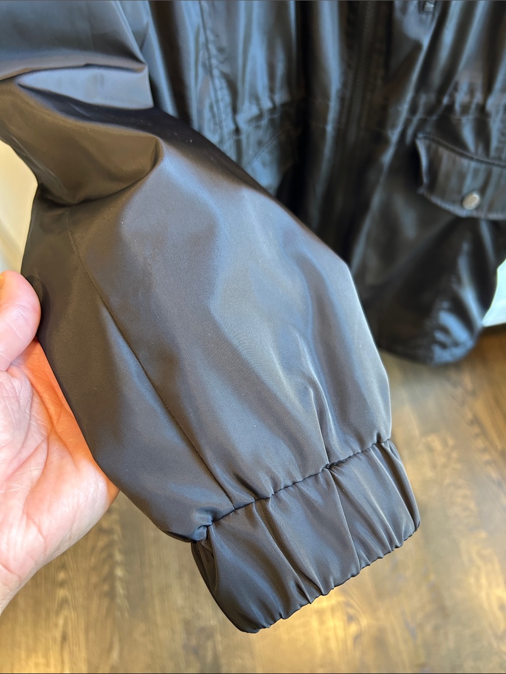 Lucky Brand Women’s Black Anorak Hooded Raincoat Minimalist Large - Picture 5 of 16